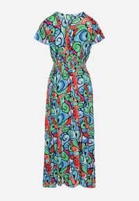 Born2be - Niebieska Bawełniana Sukienka z Abstrakcyjnym Wzorem Emilisse. Okazja: na co dzień. Kolor: niebieski. Materiał: bawełna. Styl: casual, klasyczny #3