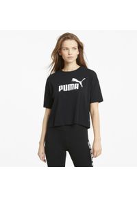 Koszulka sportowa damska Puma Ess Cropped Logo. Kolor: czarny. Długość rękawa: krótki rękaw. Długość: krótkie