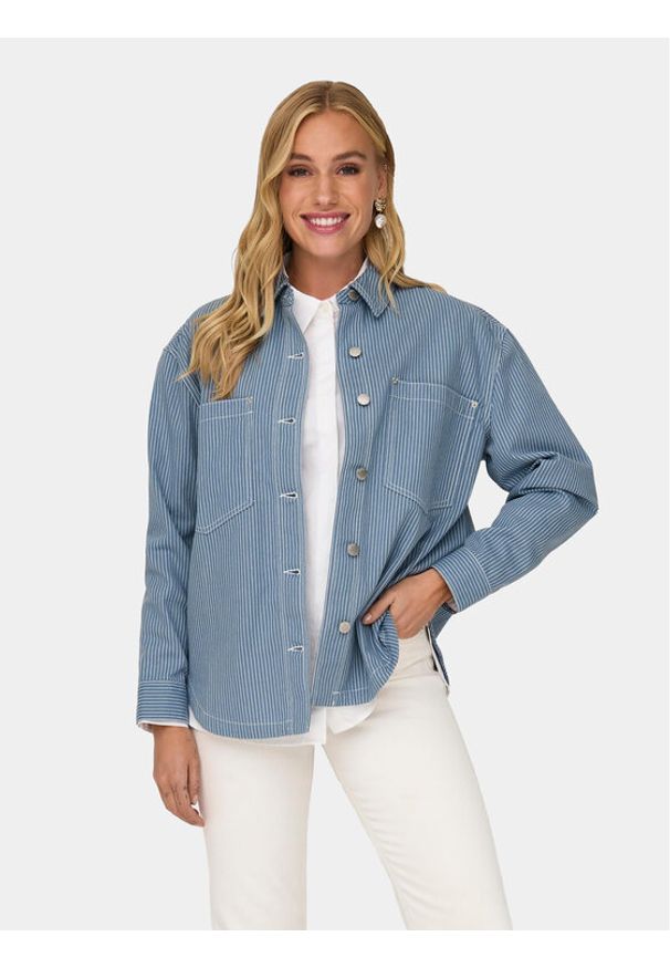 only - ONLY Koszula Merle 15312897 Niebieski Loose Fit. Kolor: niebieski. Materiał: bawełna, syntetyk
