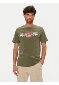 Napapijri T-Shirt S-Aylmer NP0A4HTO Zielony Regular Fit. Kolor: zielony. Materiał: bawełna