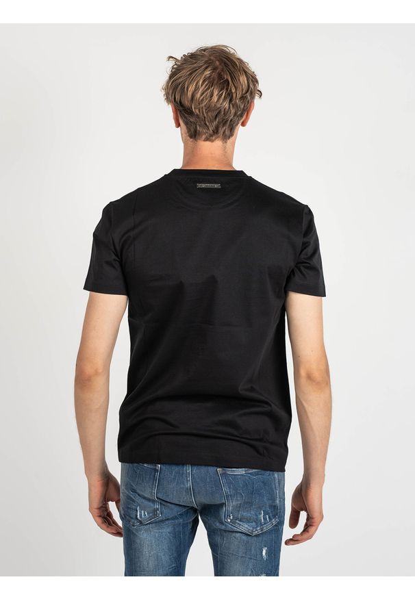 Les Hommes T-shirt | LLT202-717P | Round Neck T-Shirt | Mężczyzna | Czarny. Okazja: na co dzień. Kolor: czarny. Materiał: bawełna. Wzór: nadruk. Styl: casual