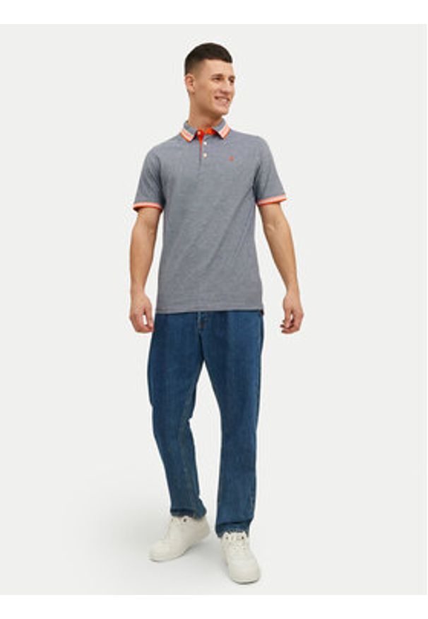 Jack & Jones - Jack&Jones Polo Paulos 12136668 Szary Slim Fit. Typ kołnierza: polo. Kolor: szary. Materiał: bawełna