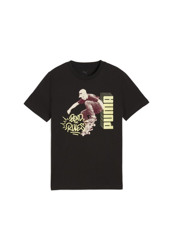 Puma - Młodzieżowa koszulka MID90s z grafiką PUMA. Kolor: żółty, wielokolorowy, czarny. Sezon: lato. Sport: joga i pilates