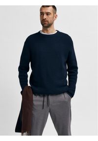 Selected Homme Sweter 16079776 Granatowy Regular Fit. Kolor: niebieski. Materiał: bawełna #1