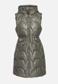 Born2be - Jasnozielona Pikowana Kamizelka Bezrękawnik z Kapturem Zapinana na Zamek Amitri. Typ kołnierza: kaptur. Kolor: zielony. Długość rękawa: bez rękawów #4