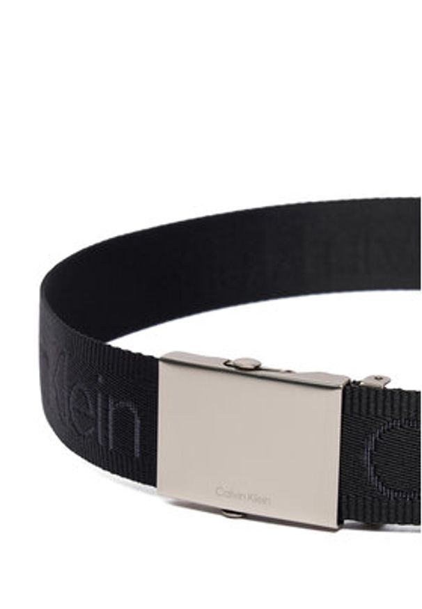 Calvin Klein Pasek Męski Logo Webbing Plaque 38Mm Fixed LV04D7075G Czarny. Kolor: czarny. Materiał: materiał