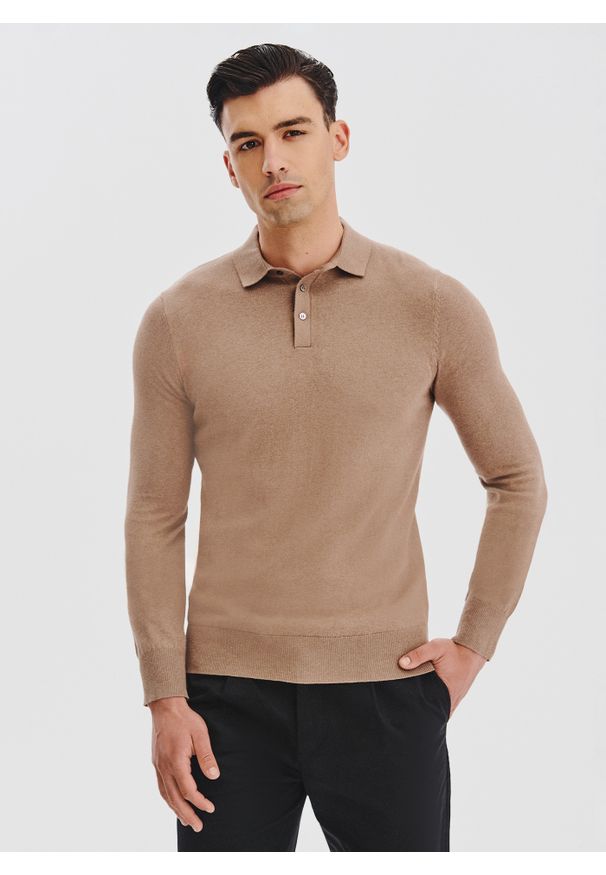 Pako Lorente - PAKO LORENTE - Sweter polo z kaszmirem. Okazja: na co dzień. Typ kołnierza: polo. Materiał: kaszmir. Sezon: jesień. Styl: casual