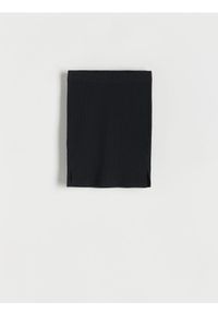 Reserved - Prążkowana spódnica - czarny. Kolor: czarny. Materiał: prążkowany