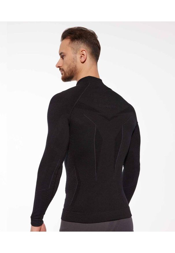 Bluza męska wełniana Brubeck EXTREME MERINO. Okazja: na co dzień. Kolor: czarny. Materiał: wełna. Sezon: zima. Styl: casual