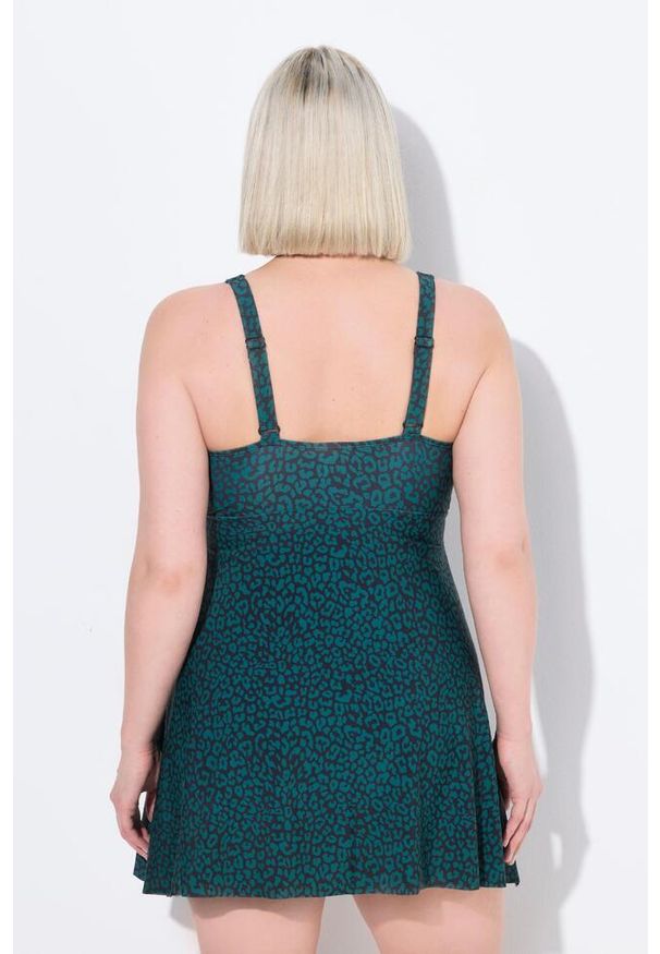 ULLA POPKEN - Damskie Strój kąpielowywzór w panterkę miękkie miseczki w kopertowym stylu. Kolekcja: plus size. Kolor: zielony. Materiał: poliamid, poliester, materiał, elastan. Wzór: motyw zwierzęcy