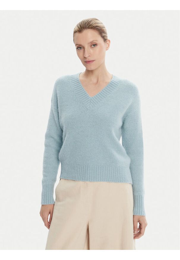 Weekend Max Mara Sweter Visista 2525366122 Błękitny Regular Fit. Kolor: niebieski. Materiał: wełna