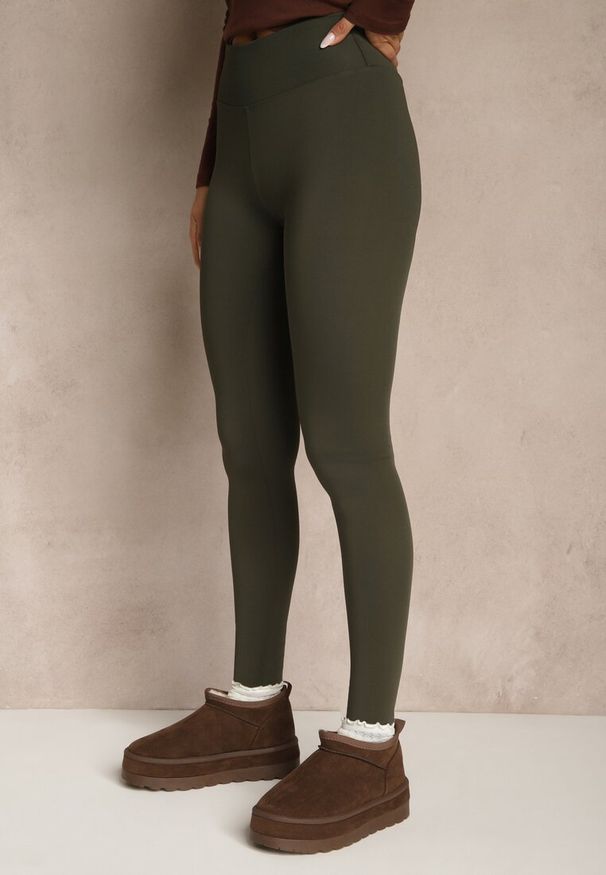 Renee - Ciemnozielone Legginsy Casual Regualr Waist Ralinsa. Okazja: na co dzień. Kolor: zielony. Styl: casual