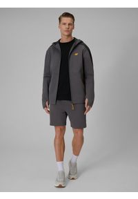 4f - 4F Bluza dresowa regular z kapturem męska - szara L. Okazja: na co dzień. Typ kołnierza: kaptur. Kolor: szary. Materiał: dresówka. Styl: casual #2