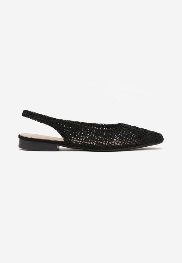 Renee - Czarne Ażurowe Sandały Slingback ze Szpiczastym Noskiem Eridoria. Okazja: na co dzień, na imprezę, na spacer. Nosek buta: szpiczasty. Kolor: czarny. Wzór: ażurowy. Styl: elegancki, klasyczny, casual