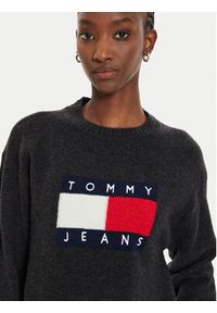 Tommy Jeans Sweter Flag DW0DW18681 Czarny Relaxed Fit. Kolor: czarny. Materiał: syntetyk