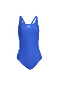 Adidas - Strój do pływania 3-Stripes C-Back. Kolor: niebieski. Materiał: materiał