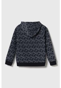 Guess bluza bawełniana dziecięca kolor granatowy z kapturem wzorzysta. Typ kołnierza: kaptur. Kolor: niebieski. Materiał: bawełna #2