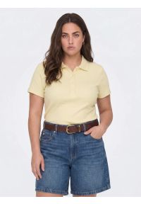 Big-Star - Koszulka damska polo slim z subtelnym haftem żółta Rafaela 200. Typ kołnierza: polo. Kolor: żółty. Materiał: materiał, prążkowany, dzianina. Wzór: haft. Sezon: lato. Styl: elegancki #7