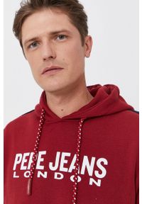 Pepe Jeans Bluza męska kolor czerwony z kapturem z nadrukiem. Okazja: na co dzień. Typ kołnierza: kaptur. Kolor: czerwony. Wzór: nadruk. Styl: casual #3