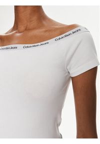 Calvin Klein Jeans Bluzka Logo J20J223098 Biały Slim Fit. Kolor: biały. Materiał: bawełna #3