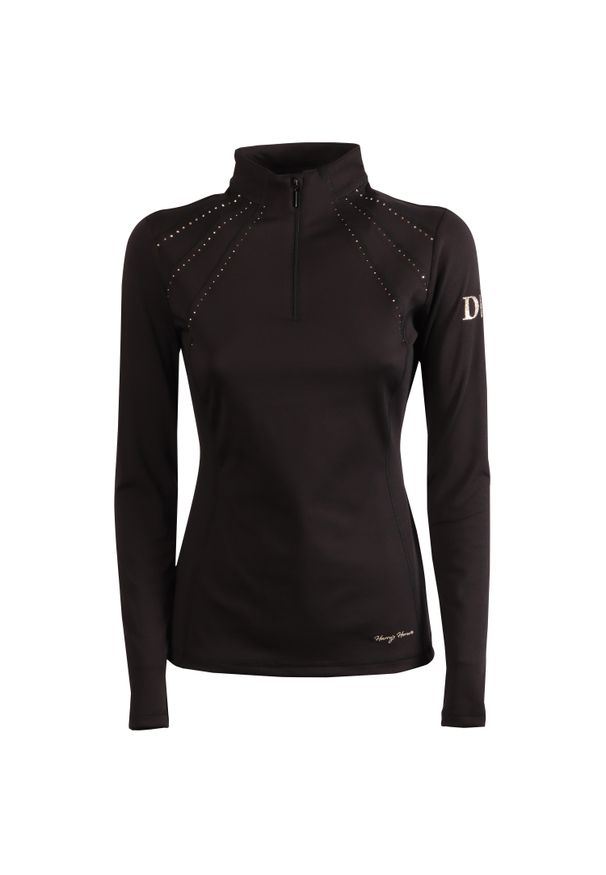HARRYS HORSE - Damska koszulka do jazdy konnej Harry's Horse Denici Cavalli Stardust Crystal. Kolor: czarny. Długość rękawa: długi rękaw