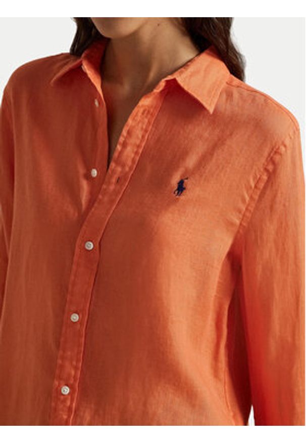 Polo Ralph Lauren Koszula 211970730500 Pomarańczowy Regular Fit. Typ kołnierza: polo. Kolor: pomarańczowy. Materiał: len