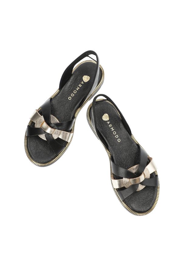 Czarne Sandały Armodo Eleganckie Obuwie Damskie. Zapięcie: pasek. Kolor: czarny. Materiał: skóra. Styl: elegancki