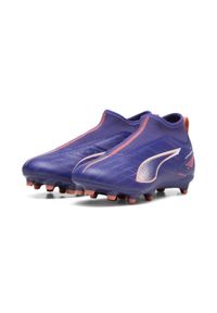 Puma - Młodzieżowe buty piłkarskie bez sznurowania ULTRA 5 MATCH+ PUMA. Kolor: biały, wielokolorowy, różowy, niebieski. Sport: piłka nożna