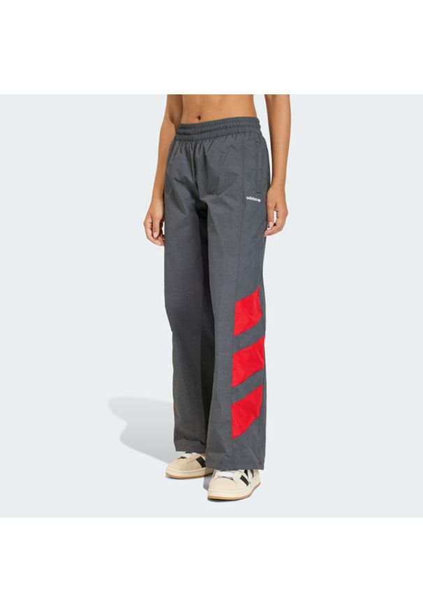 Adidas - adidas Spodnie dresowe Blocked Washed KE5037 Szary Loose Fit. Kolor: szary. Materiał: syntetyk