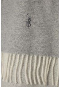 Polo Ralph Lauren szalik wełniany kolor szary gładki. Kolor: szary. Materiał: wełna. Wzór: gładki #2