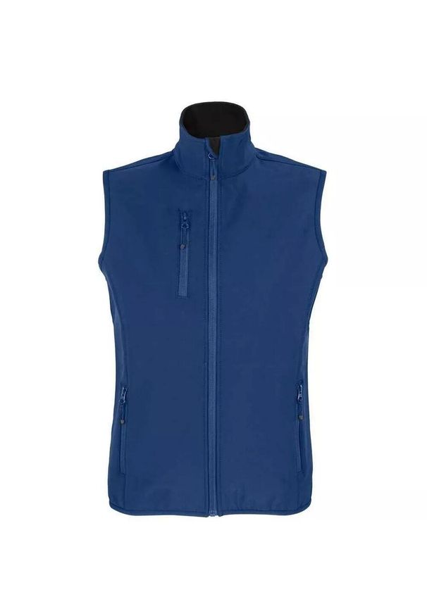 SOL'S - Ocieplacz Damski Falcon Softshell Zapinany Na Zamek Błyskawiczny. Kolor: niebieski. Materiał: softshell