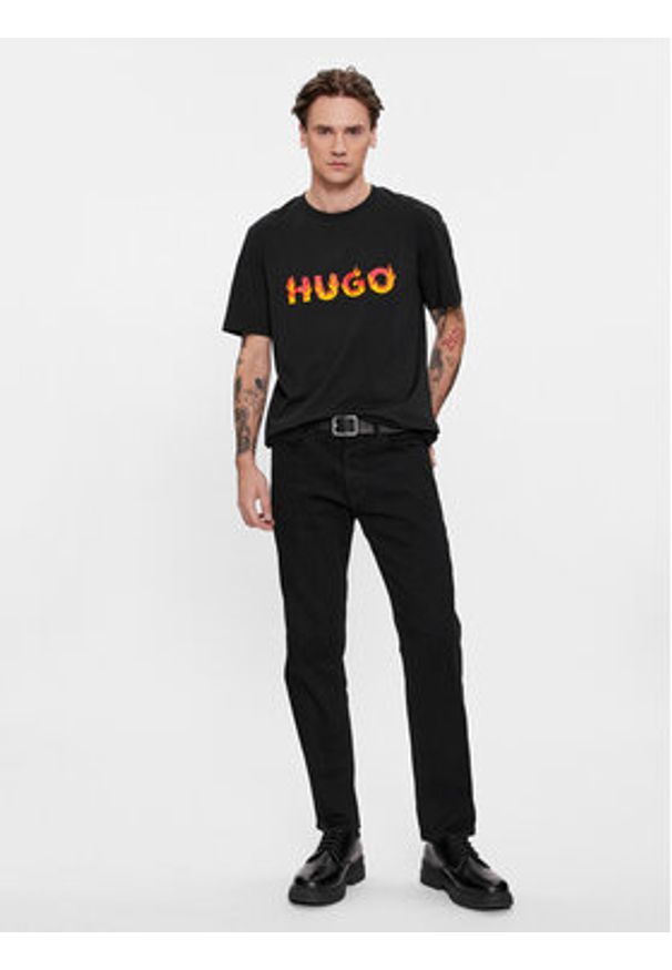 Hugo T-Shirt Danda 50504542 Czarny Regular Fit. Kolor: czarny. Materiał: bawełna