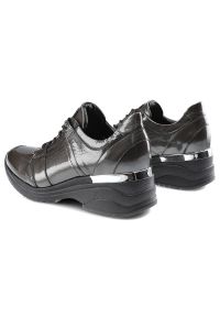 CheBello - Czarne Sneakersy Damskie Chebello Skórzane Obuwie. Okazja: na co dzień. Kolor: szary. Materiał: skóra. Szerokość cholewki: normalna. Obcas: na koturnie. Styl: casual