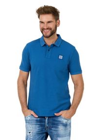 Guess - GUESS Niebieskie męskie polo Washed, Rozmiar XL. Typ kołnierza: polo. Kolor: niebieski #4