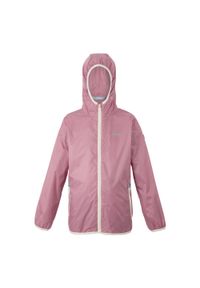 Regatta - Dziecięca Kurtka Przeciwdeszczowa Lever II. Kolor: fioletowy, wielokolorowy, biały. Styl: sportowy. Sport: turystyka piesza #1