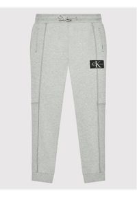 Calvin Klein Jeans Spodnie dresowe Rib Blocking Badge IB0IB00715 Szary Regular Fit. Kolor: szary. Materiał: bawełna #1