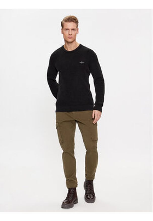 Aeronautica Militare Sweter 232MA1482L512 Czarny Regular Fit. Kolor: czarny. Materiał: bawełna