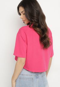 Born2be - Różowy Krótki T-shirt Oversize Lilu. Kolor: różowy. Długość: krótkie #6