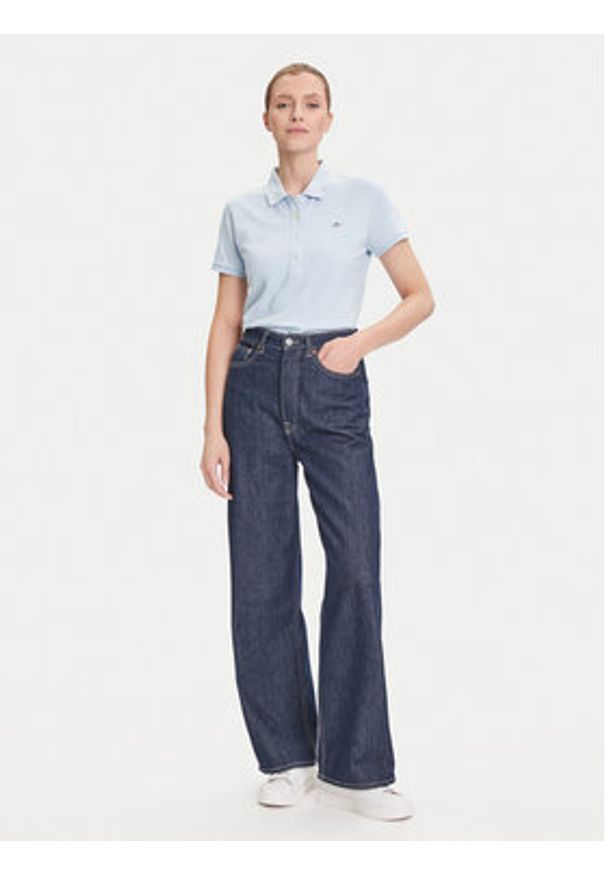 GANT - Gant Polo Sheild 4200870 Błękitny Slim Fit. Typ kołnierza: polo. Kolor: niebieski. Materiał: bawełna