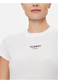 Tommy Jeans T-Shirt Bby Essential Logo DW0DW16435 Biały Slim Fit. Kolor: biały. Materiał: syntetyk, bawełna