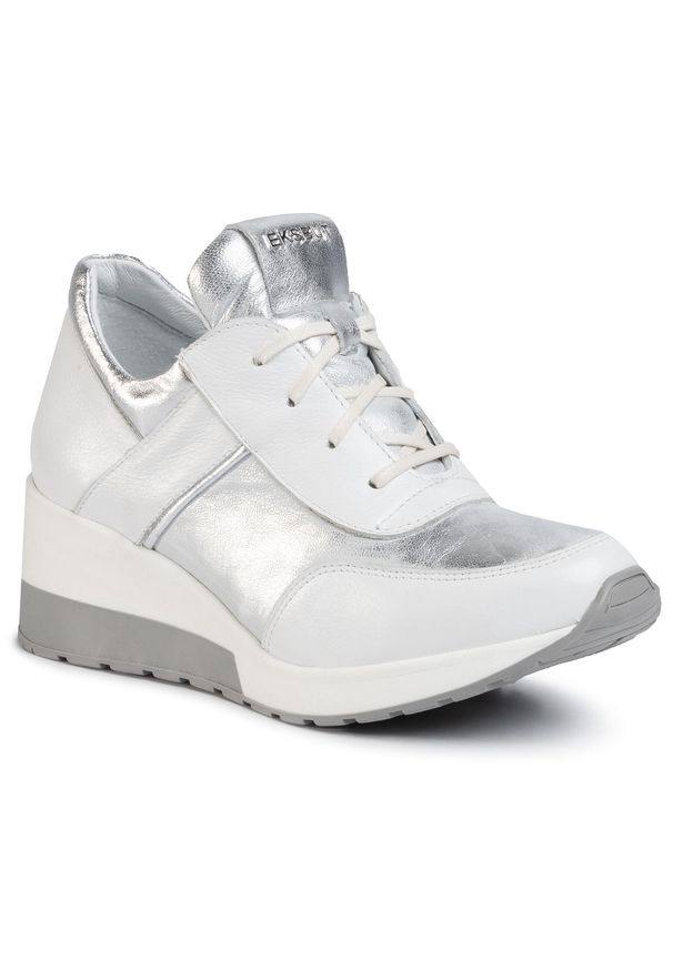 Sneakersy Eksbut 29-5702-N86/369/I92 Biało/Srebrny. Kolor: biały. Materiał: skóra
