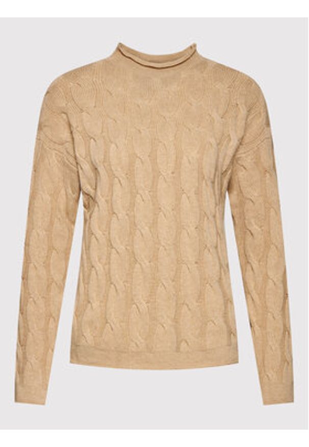 United Colors of Benetton - United Colors Of Benetton Sweter 1335D2467 Brązowy Regular Fit. Kolor: brązowy. Materiał: syntetyk