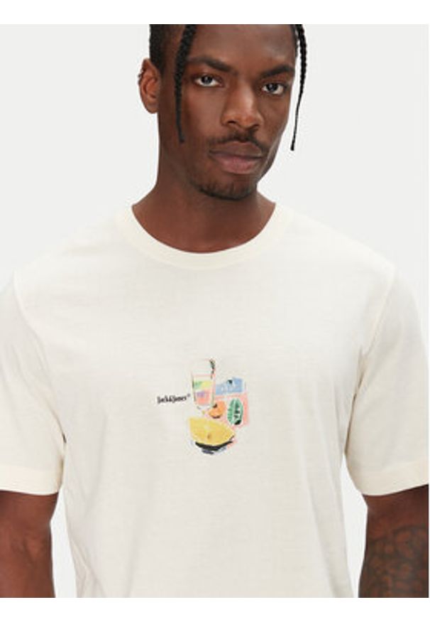 Jack & Jones T-Shirt Varenna 12273162 Beżowy Regular Fit. Kolor: beżowy. Materiał: bawełna