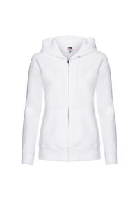 FRUIT OF THE LOOM - Kurtka Dresowa Z Kapturem Lady Fit Dla Kobiet. Typ kołnierza: kaptur. Kolor: biały. Materiał: dresówka