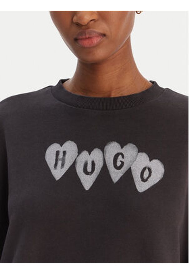 Hugo - HUGO Bluza Deroxina 50555824 Czarny Regular Fit. Kolor: czarny. Materiał: bawełna