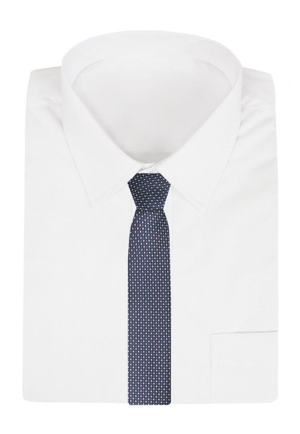 Klasyczny, Męski Krawat Alties - Ciemnoniebieski, Mikrowzór. Kolor: niebieski. Materiał: tkanina. Styl: klasyczny