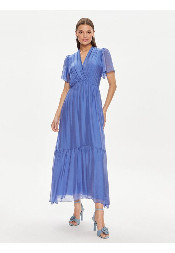 Haveone Sukienka letnia AFF-L013 Niebieski Regular Fit. Kolor: niebieski. Materiał: wiskoza, jedwab. Sezon: lato