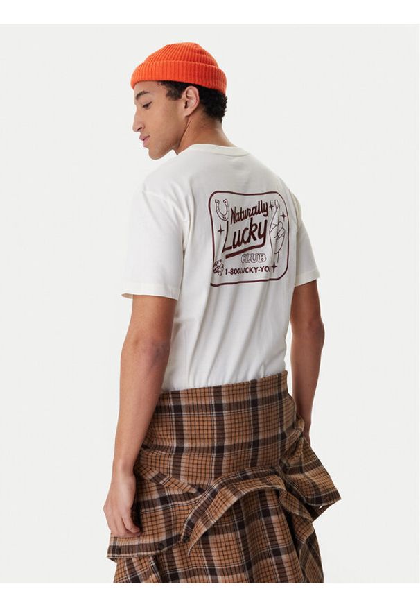 RVCA T-Shirt Lucky You EVYZT00274 Écru Regular Fit. Materiał: bawełna