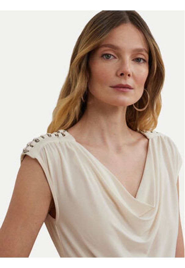 Lauren Ralph Lauren - LAUREN RALPH LAUREN Bluzka 200898441001 Écru Relaxed Fit. Materiał: syntetyk