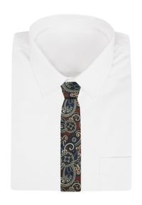 Krawat Męski - Angelo di Monti - Brąz, Duży Wzór Paisley. Kolor: niebieski, brązowy, beżowy, wielokolorowy. Materiał: tkanina. Wzór: paisley. Styl: elegancki, wizytowy #3